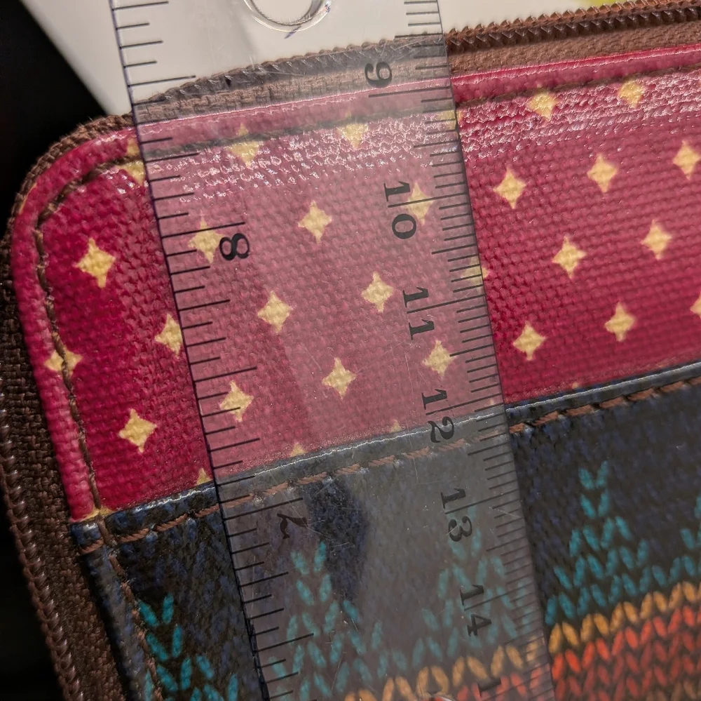 Fossil Key-Per‎ Coated Canvas Tech Sleeve Clutch Nordic Fair Isle Print Retro